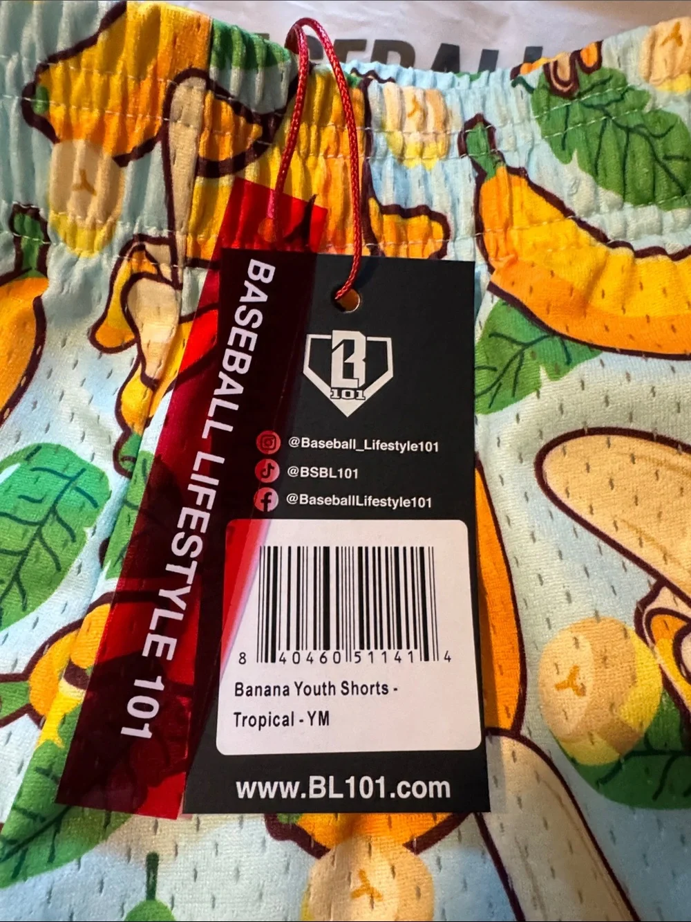 Baseball Lifestyle Shorts - Youth M - Bananas - Picture 3 of 3